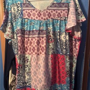 Patchwork Print Women's Top